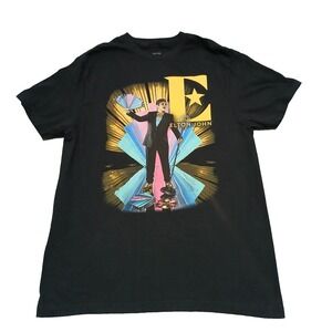 Elton John‎ 2019 Farewell Concert Tour T-shirt Yellow Brick Road Size M Black